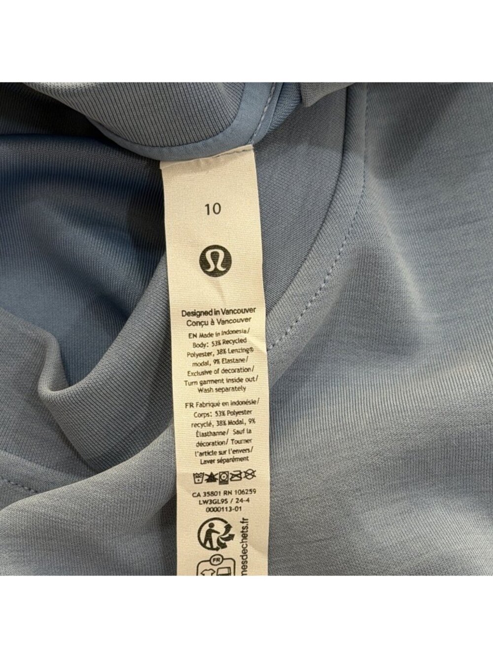 Lululemon Womens Sz 10 Sweatshirt Softstreme Perfect Oversized Crop Blue LW3GL9S - Picture 7 of 8